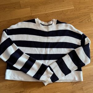 moon & madison Black and White Striped Crewneck Sweater